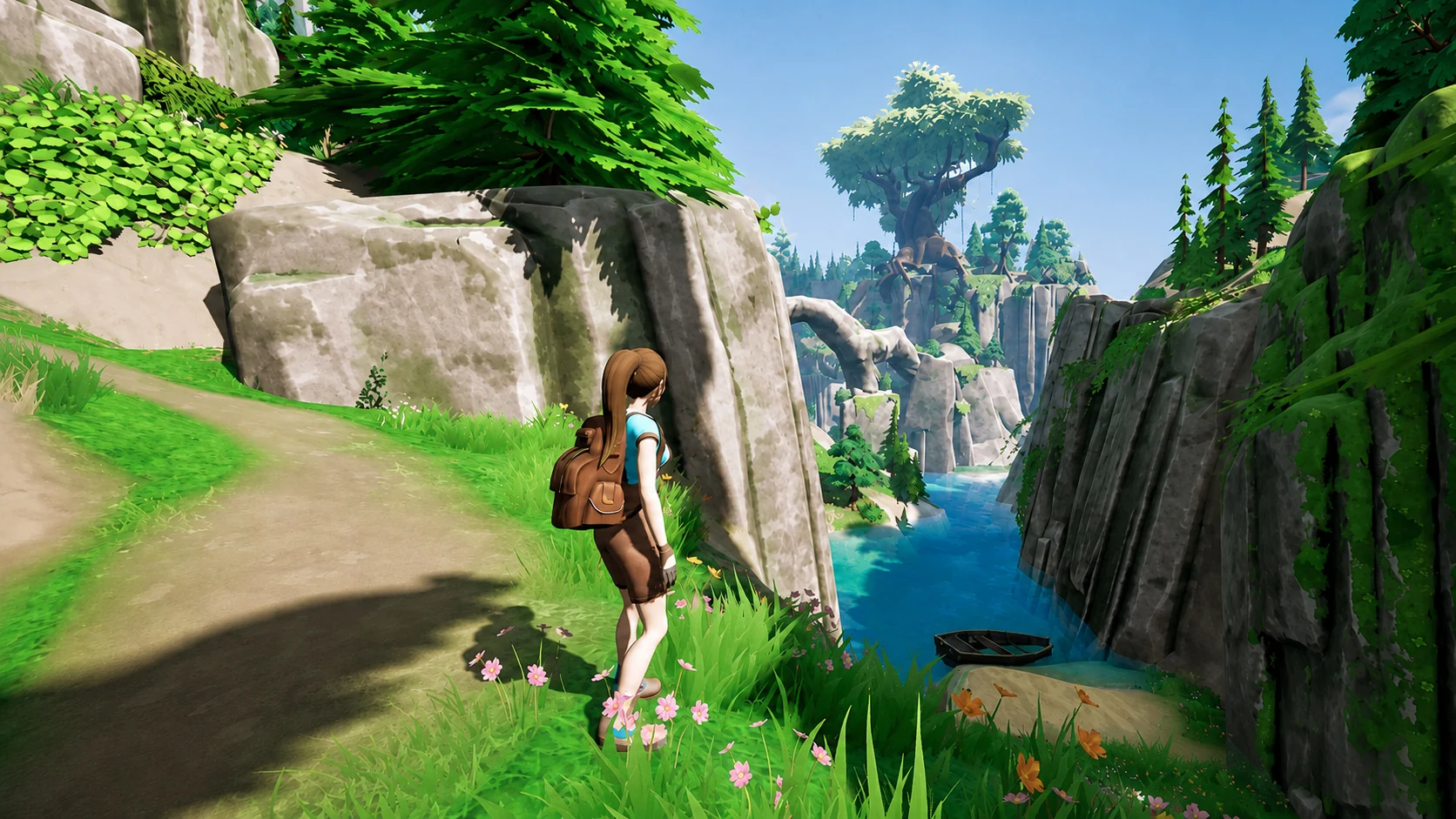 Anna overlooking a river canyon in Allaya