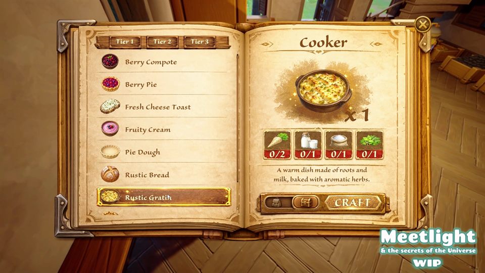 Cooking recipe interface in an illustrated book